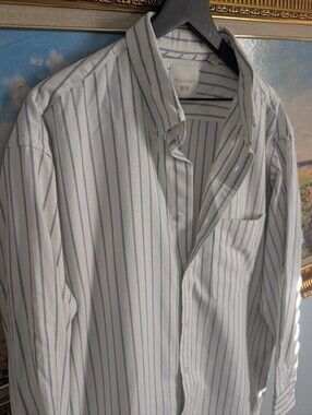 JW ANDERSON x Uniqlo White Shirt with Light Blue Pinstripes